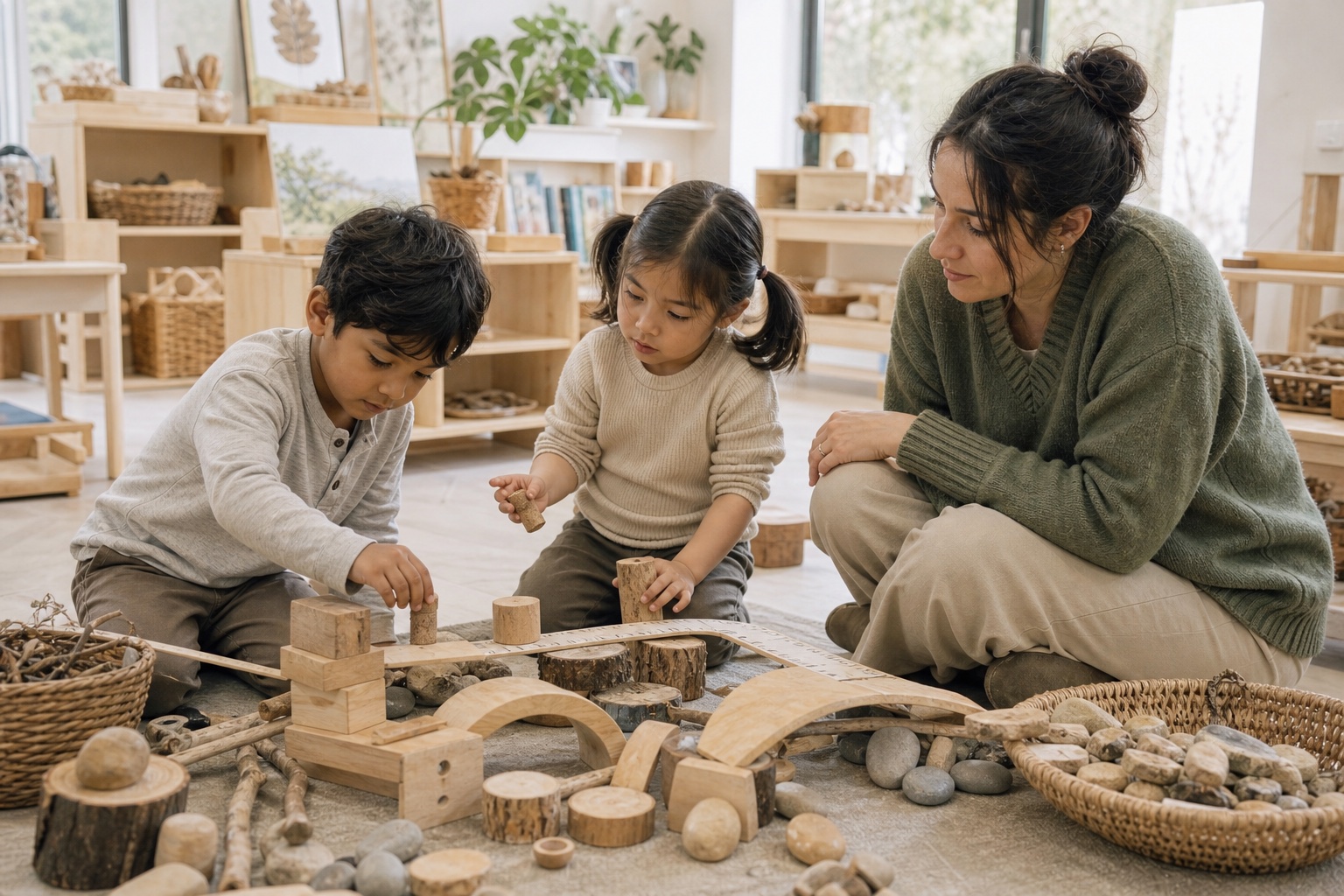 Children explore structures and ideas together through hands-on construction